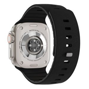 Apple Watch 49/46/44/42mm Teksturoitu silikoni kellonranneke - Musta
