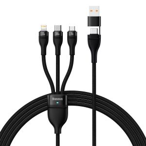 Baseus Flash Series II USB-C / USB A kabel - USB-C / Lightning / micro USB – 100W – 1,2 m – svart
