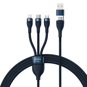 Baseus Flash Series II multi-kabel USB-C/USB-A til USB-C/Lightning/micro USB 1,2 m blå