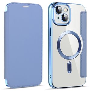 iPhone 14 Plus Plånboksfodral MagSafe RFID-blockerande – Ljusblå