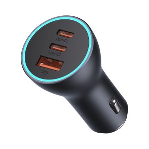 Baseus Golden Contactor Pro billaddare USB-A + 2x USB-C 65W mörkgrå