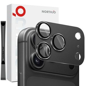NORTHJO iPhone 18 Pro Max Metallinen Linssisuoja Karkaistusta Lasista - Musta