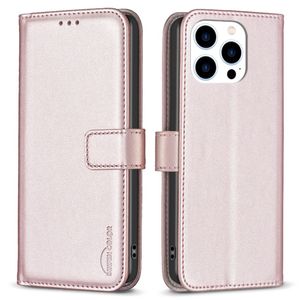 BINFEN COLOR iPhone 14 Pro Plånboksfodral Stativ - Roséguld