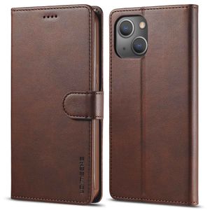 LC.IMEEKE iPhone 14 Pungetui med Stativ i PU Læder – Brun