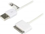 USB-synk-/laddarkabel till iPhone, iPod och iPad, 2m, vit