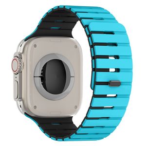 Apple Watch 49/46/44/42mm Kaksivärinen silikoni kellonranneke - Sininen/musta