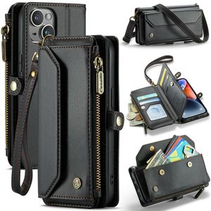 CASEME iPhone 14 Lommeboketui Kortholder Stativ RFID Svart