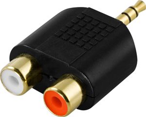 Multimedia-adapteri, 2xRCA naaras – 3,5 mm uros, kullattu – musta