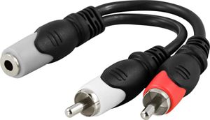 Multimediaadapter 3,5mm hunn til 2xRCA hann, 0,1m – svart