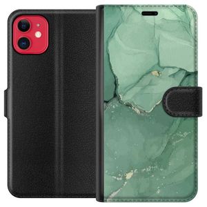 Apple iPhone 11 Svart Plånboksfodral Grön Marmor