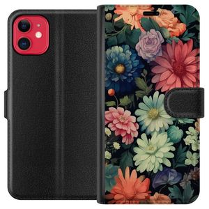 Apple iPhone 11 Svart Plånboksfodral Färglada blommor