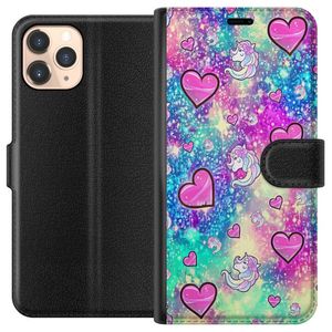 Apple iPhone 11 Pro Sort Lommebokdeksel Enhörning och hjärtan