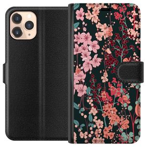Apple iPhone 11 Pro Musta Lompakkokotelo Blommor