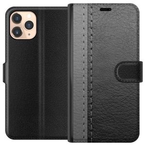 Apple iPhone 11 Pro Musta Lompakkokotelo Grått Fake Läder