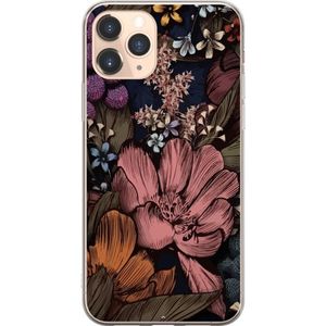 Apple iPhone 11 Pro Gjennomsiktig Telefondeksel Tecknade blommor