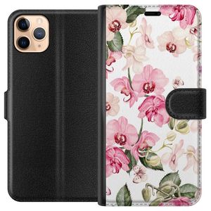 Apple iPhone 11 Pro Max Sort Tegnebogsetui Rosa blommor