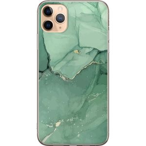 Apple iPhone 11 Pro Max Läpinäkyvä Puhelinkotelo Grön Marmor