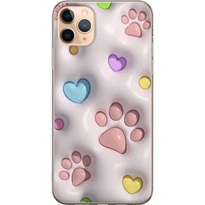 Apple iPhone 11 Pro Max Läpinäkyvä Puhelinkotelo Fluffiga Tassar