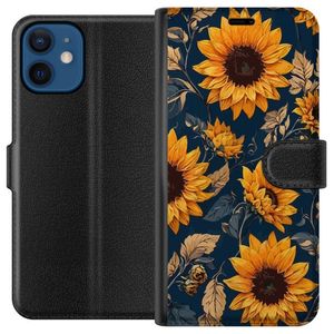Apple iPhone 12  Sort Tegnebogsetui Solrosor