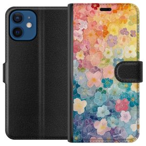 Apple iPhone 12 mini Sort Lommebokdeksel Miniatyrblommor