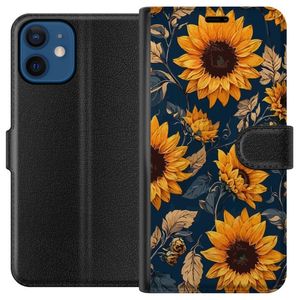Apple iPhone 12 mini Sort Lommebokdeksel Solrosor