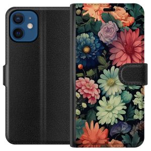 Apple iPhone 12 mini Sort Lommebokdeksel Färglada blommor