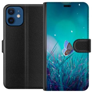 Apple iPhone 12 mini Musta Lompakkokotelo Blå fjäril
