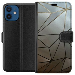 Apple iPhone 12 mini Sort Lommebokdeksel Mönster Rosé