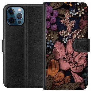 Apple iPhone 12 Pro Sort Lommebokdeksel Tecknade blommor
