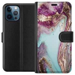 Apple iPhone 12 Pro Sort Lommebokdeksel Lila marmor