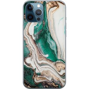 Apple iPhone 12 Pro Gjennomsiktig Telefondeksel Grön / Guld marmor