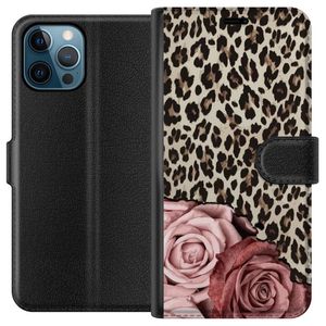 Apple iPhone 12 Pro Max Musta Lompakkokotelo Leopardrosor