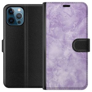 Apple iPhone 12 Pro Max Musta Lompakkokotelo Lila marmor