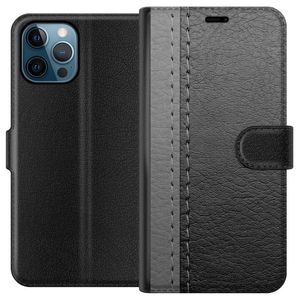 Apple iPhone 12 Pro Max Svart Plånboksfodral Grått Fake Läder