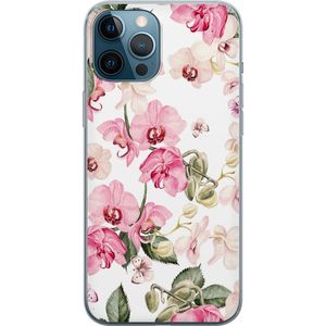 Apple iPhone 12 Pro Max Transparent Mobilskal Rosa blommor