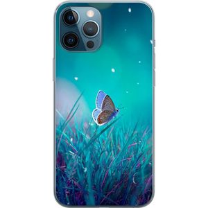Apple iPhone 12 Pro Max Transparent Mobilskal Blå fjäril