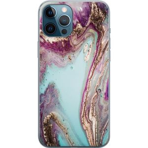 Apple iPhone 12 Pro Max Läpinäkyvä Puhelinkotelo Lila marmor