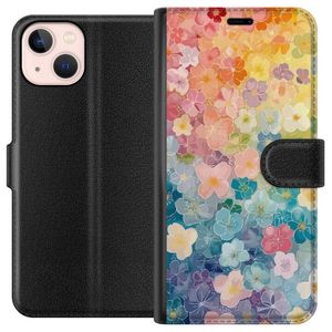 Apple iPhone 13 Musta Lompakkokotelo Miniatyrblommor