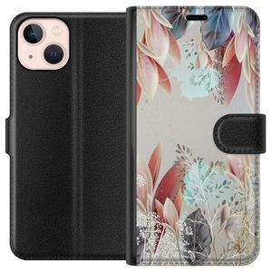 Apple iPhone 13 Musta Lompakkokotelo Blommor
