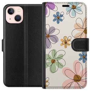 Apple iPhone 13 mini Sort Lommebokdeksel Tecknade Blommor