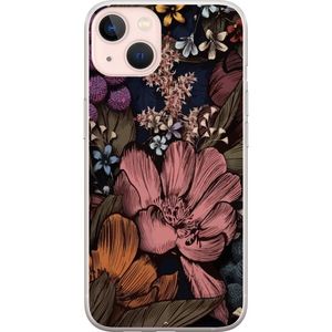 Apple iPhone 13 mini Gjennomsiktig Telefondeksel Tecknade blommor