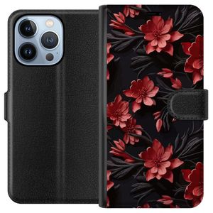 Apple iPhone 13 Pro Musta Lompakkokotelo Intensiva blommor