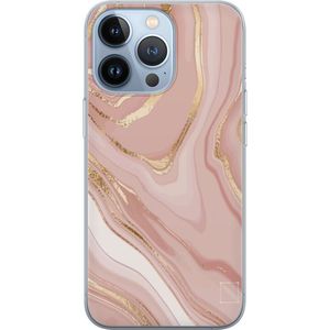 Apple iPhone 13 Pro Transparent Mobilskal Ljusrosa marmor