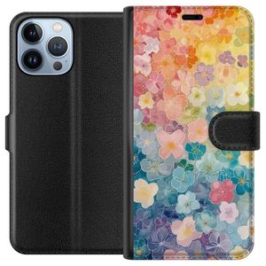 Apple iPhone 13 Pro Max Musta Lompakkokotelo Miniatyrblommor