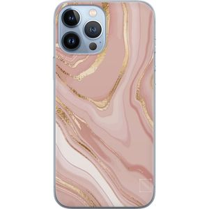 Apple iPhone 13 Pro Max Läpinäkyvä Puhelinkotelo Ljusrosa marmor