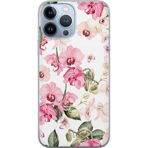 Apple iPhone 13 Pro Max Läpinäkyvä Puhelinkotelo Rosa blommor