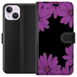 Apple iPhone 14 Musta Lompakkokotelo Blomster