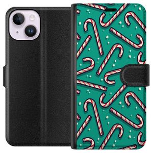 Apple iPhone 14 Svart Plånboksfodral Polkagris Mönster