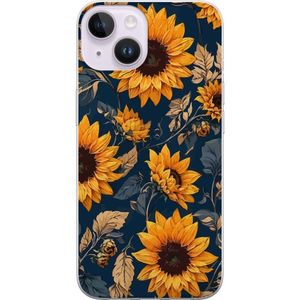 Apple iPhone 14 Gjennomsiktig Telefondeksel Solrosor