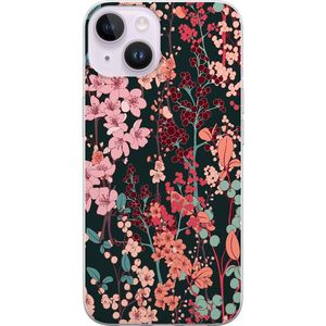 Apple iPhone 14 Transparent Mobilskal Blommor